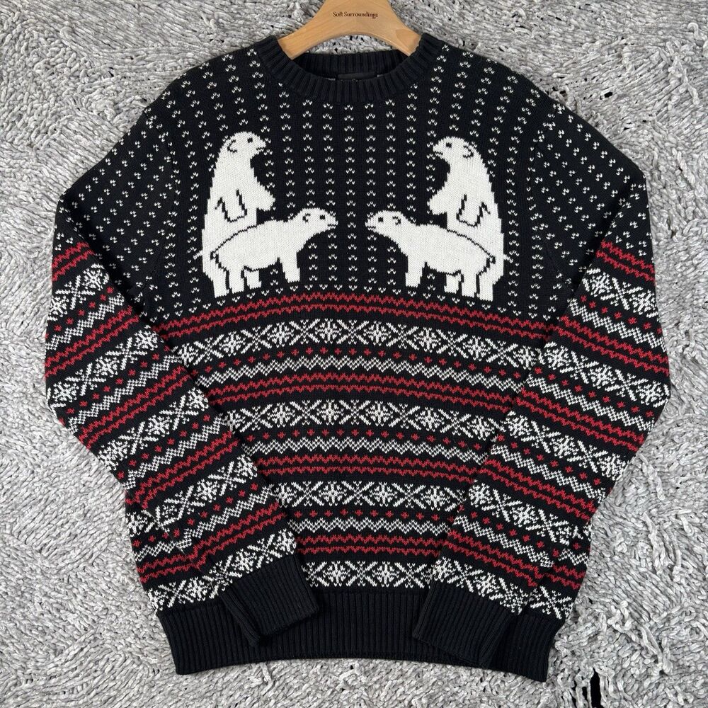 Alex Stevens Christmas Sweater Men's Medium Polar Bears Geometric Party